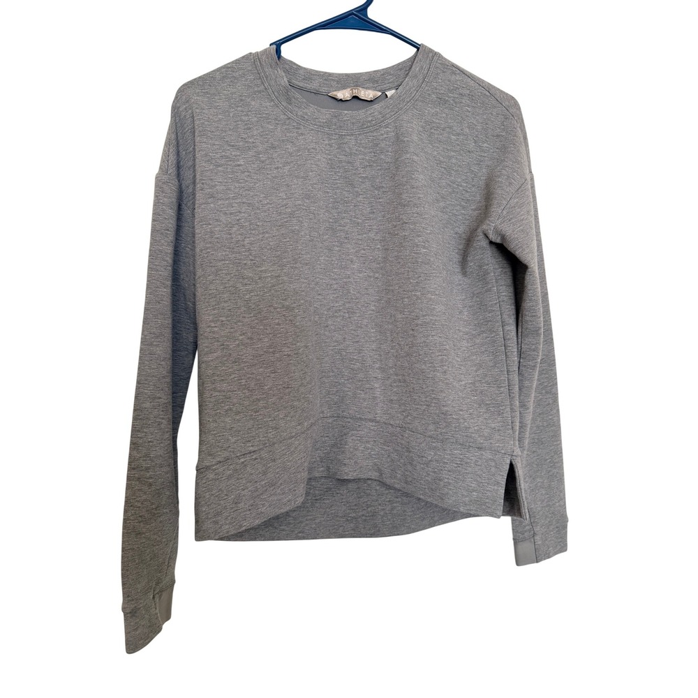 Athleta Women Sweatshirt Gray Side Slit Crewneck XXS